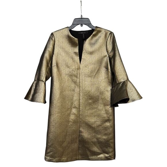 BCBG MAXAZRIA Judy Metallic Bell Sleeve Shift Dress Size S - Picture 6 of 6